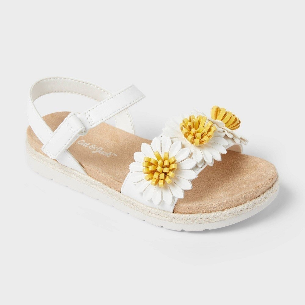 Toddler Girls' Cat & Jack White Abbie Daisy Sandals Size 10T New With Tags